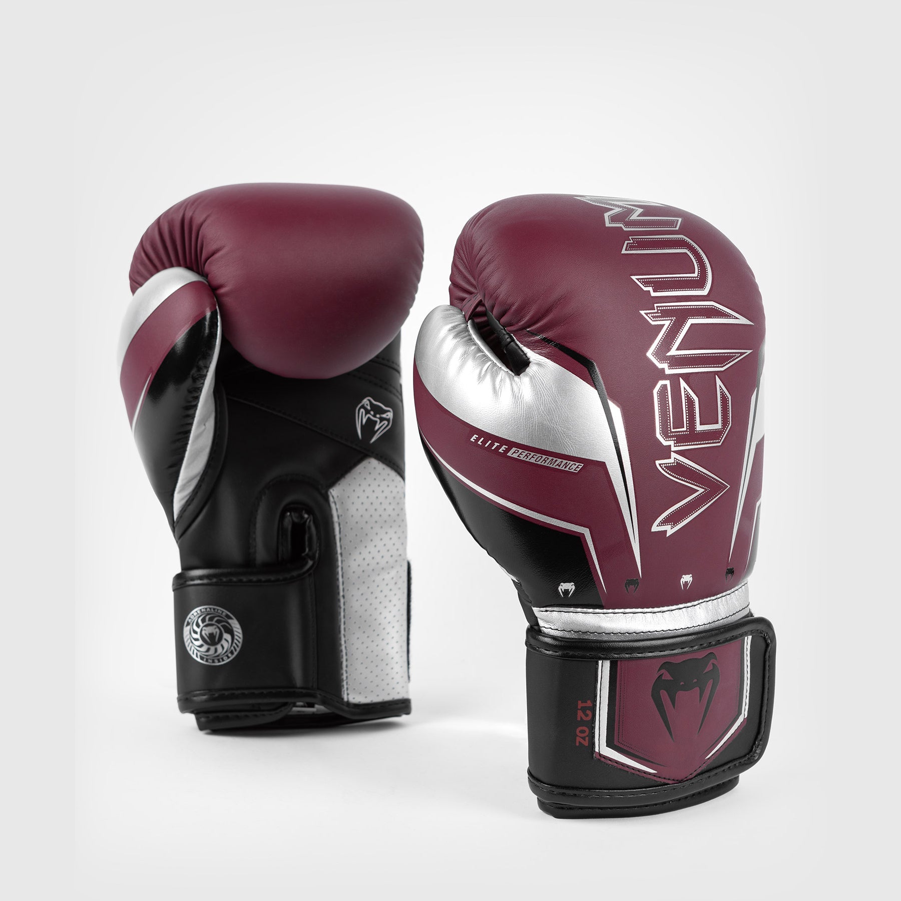 Gants de Boxe Venum Elite Evo - Rouge Bordeaux/Argent