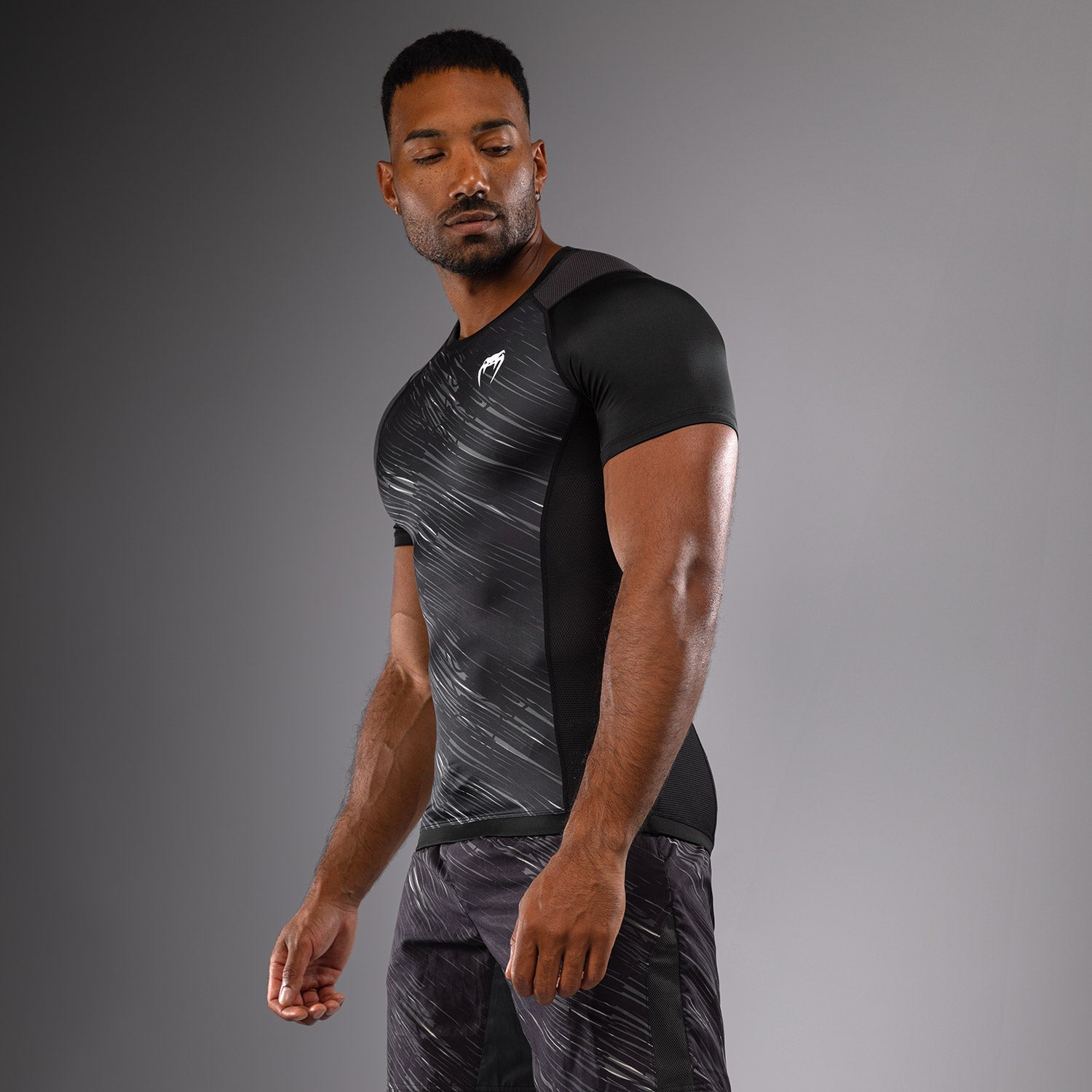 Rashguard Manches Courtes Venum Rapid - Noir/Gris Orage