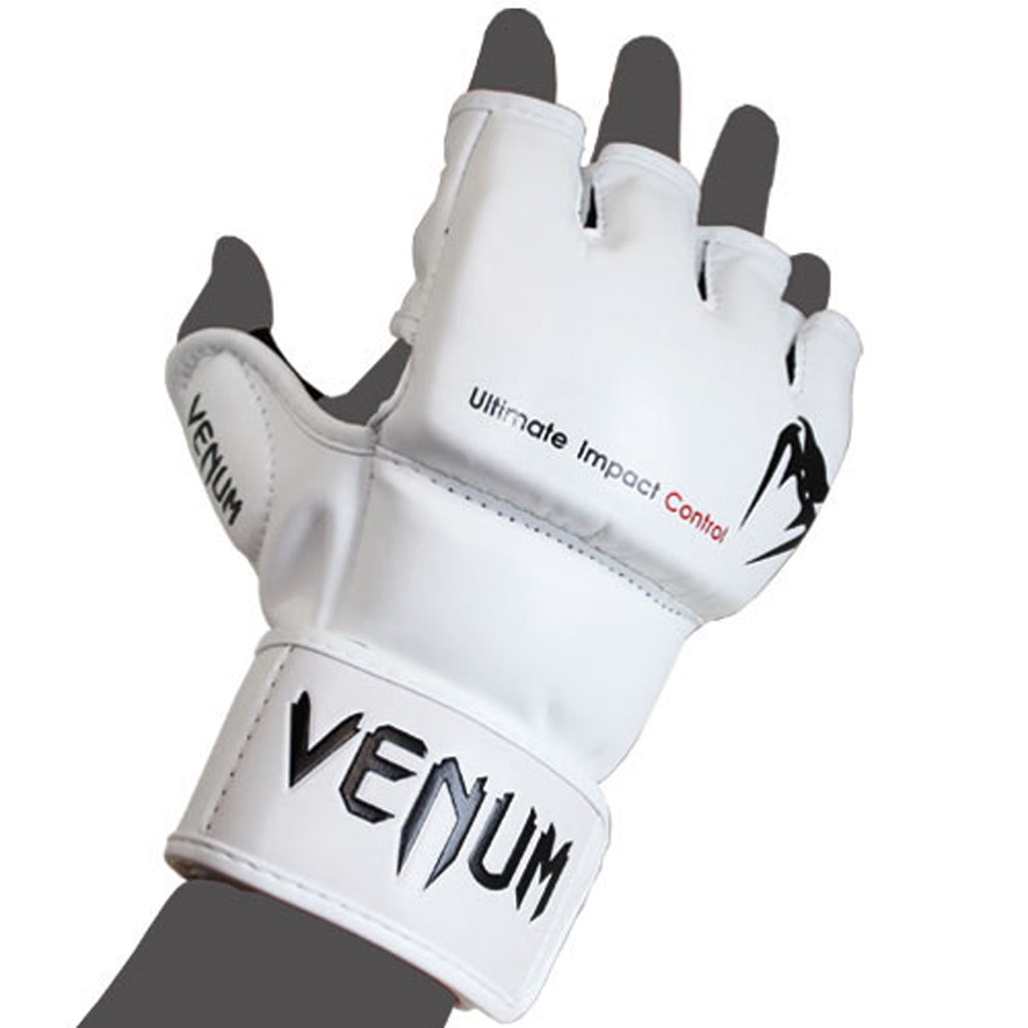 Gants MMA Venum Impact - Cuir Skintex - Blanc
