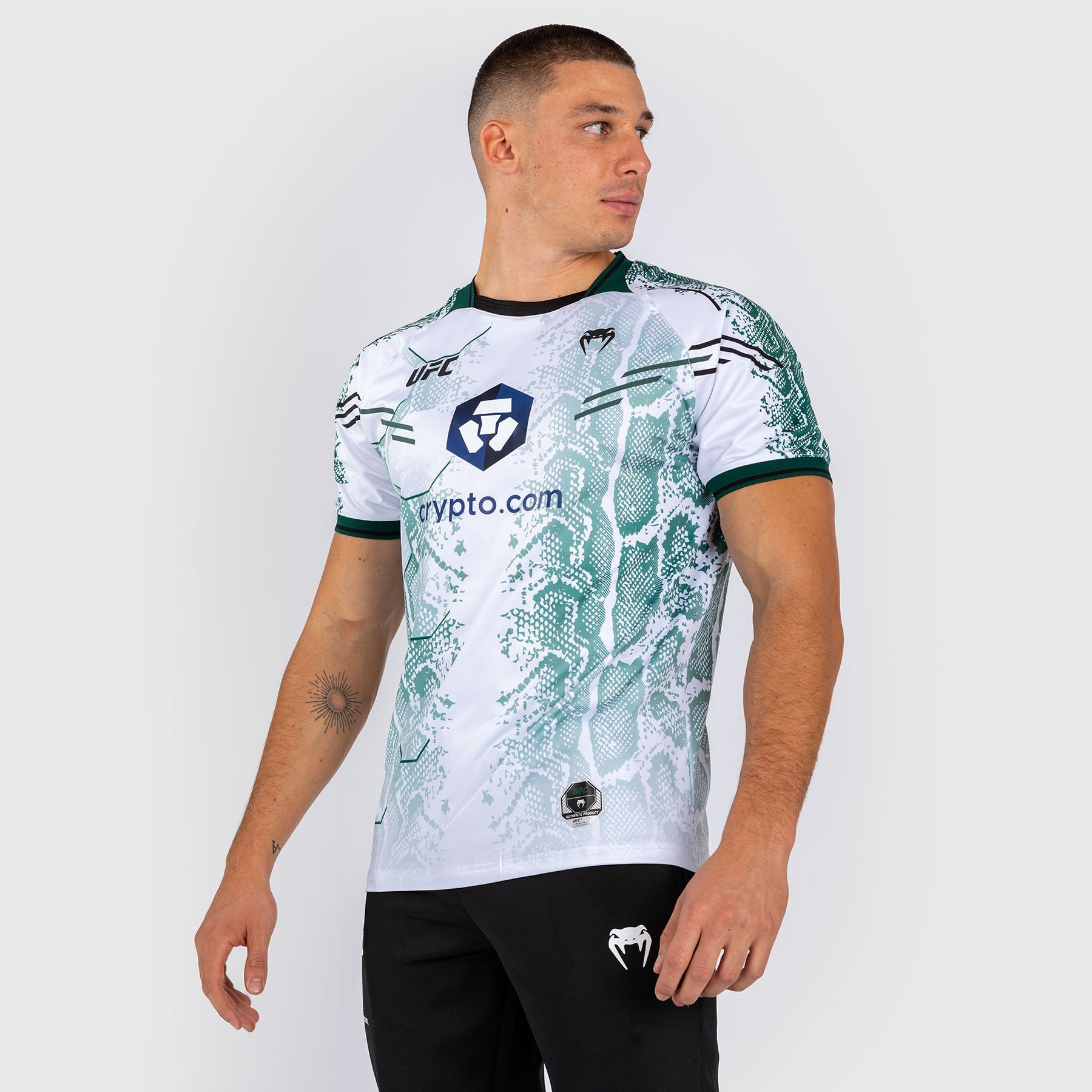 T-shirt Technique pour Hommes UFC Adrenaline by Venum Authentic Fight Night - Emerald Edition - Blanc/Vert