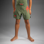 Short de Combat pour Enfants Venum Light - Vert militaire/Orange