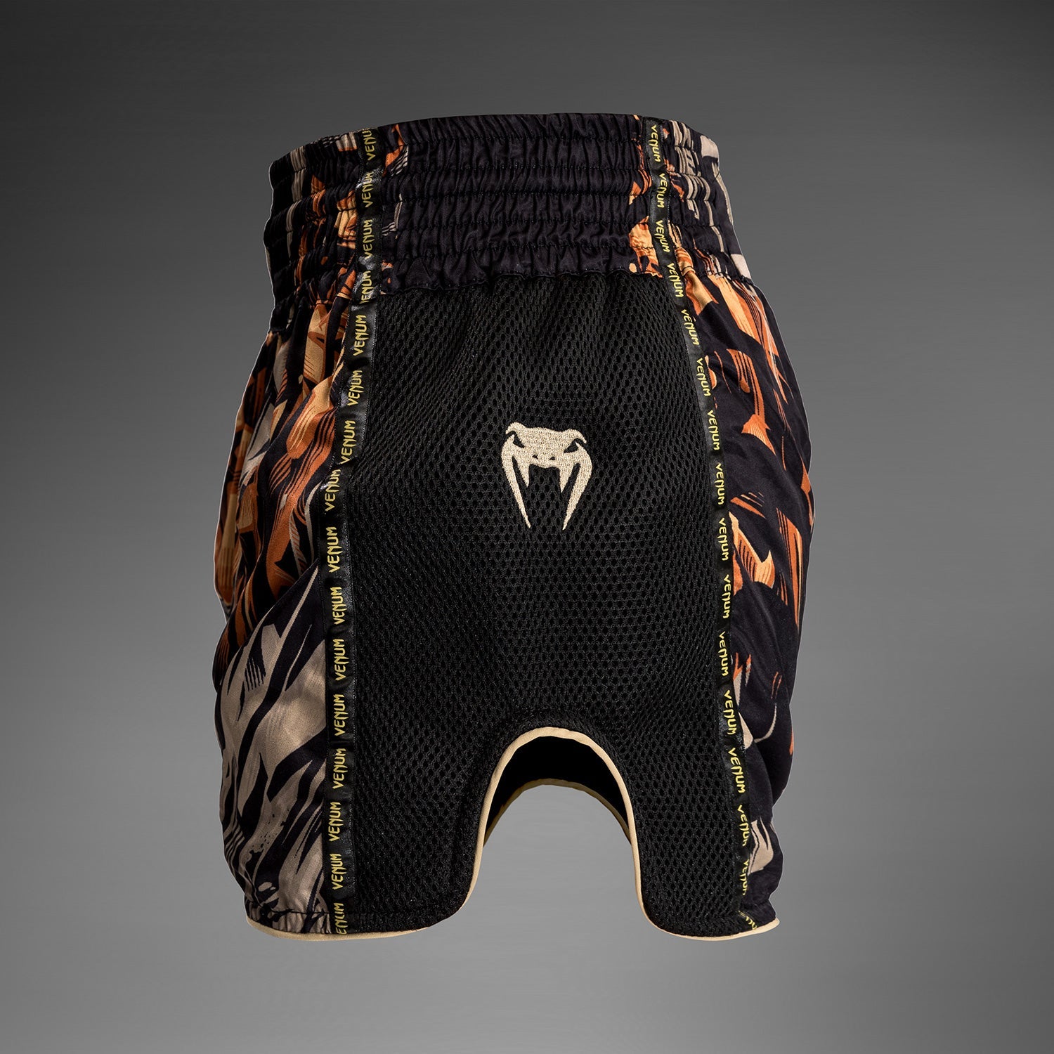 Short Muay Thai Venum Tiger pour Hommes - Noir/Orange Néon