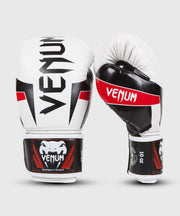 Gants de Boxe Venum Elite - Cuir Skintex - Blanc/Noir/Rouge
