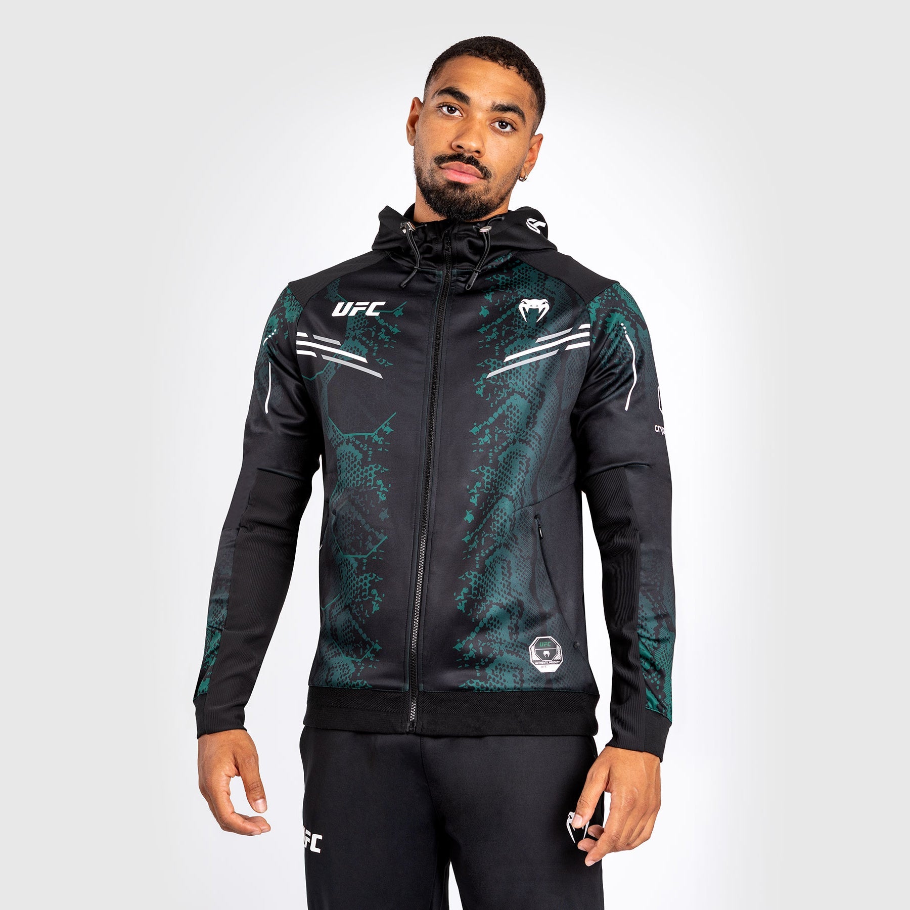 Veste à capuche pour Hommes UFC Adrenaline by Venum Authentic Fight Night - Emerald Edition - Vert/Noir