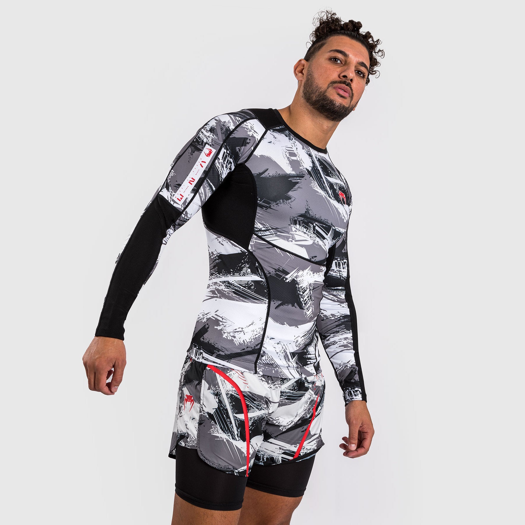 Venum Electron 3.0 Rashguard à manches longues - Gris/Rouge
