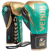 Gants de boxe Pro Venum Hammer - Edition limitée WBC - Avec Lacets - Vert Métallique/Doré