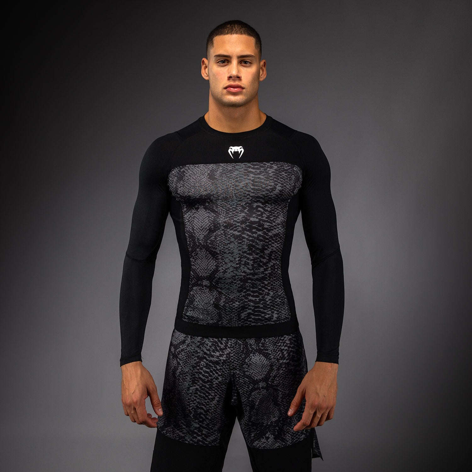 Rashguard à Manches Longues Venum G-Fit Scales – Noir/Gris Charbon
