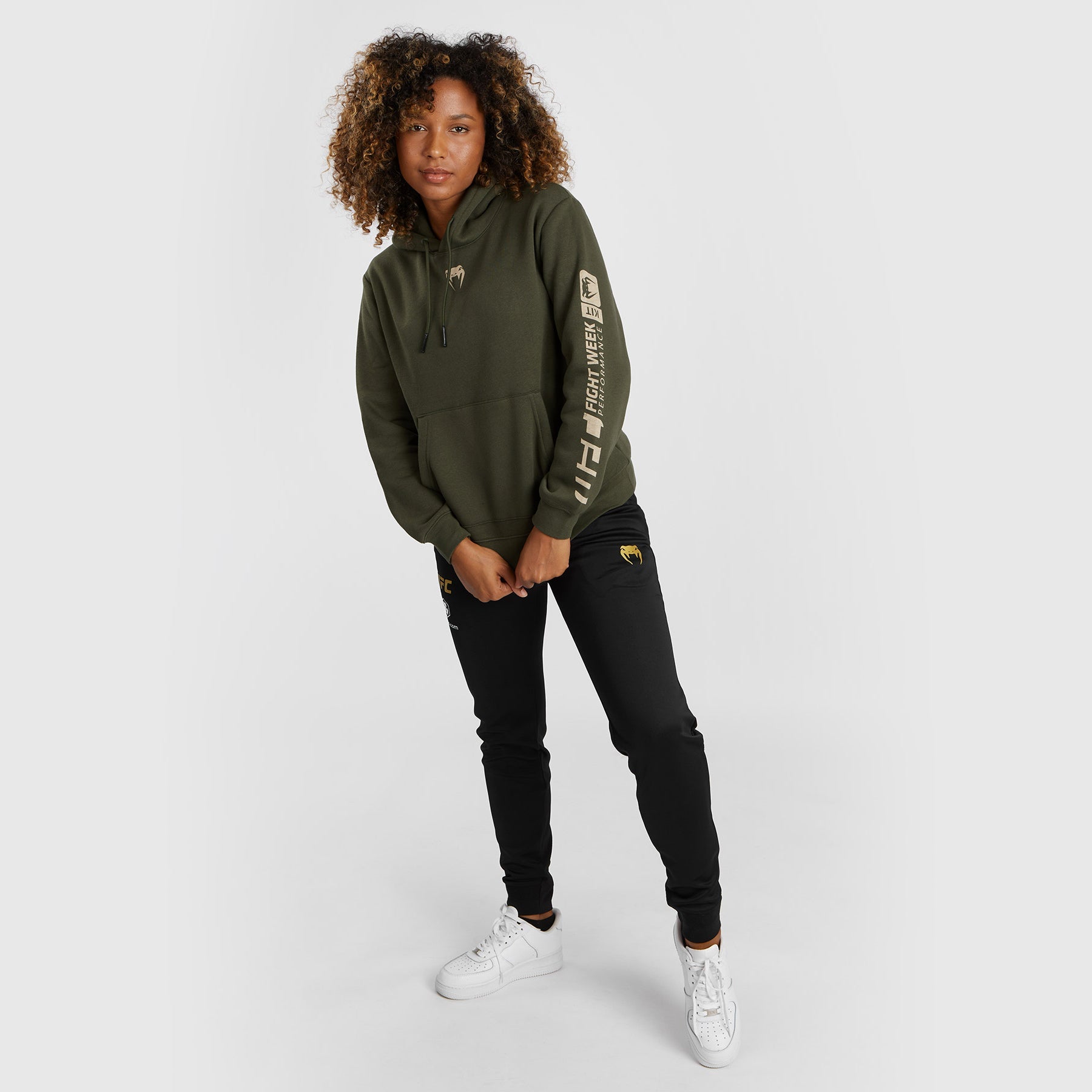 Sweat à capuche pour Femmes UFC Adrenaline by Venum Fight Week - Khaki