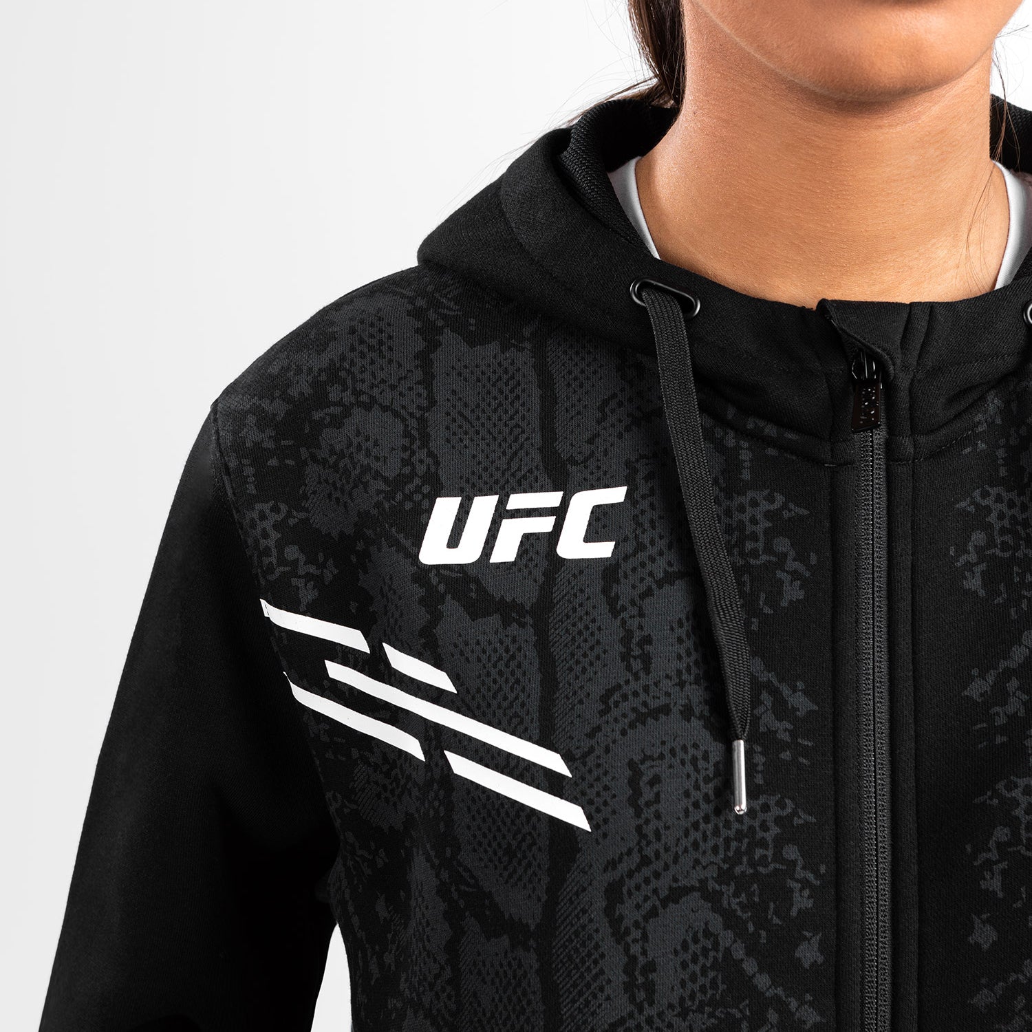 Sweatshirt zippé à capuche pour Femmes UFC Adrenaline by Venum Replica - Noir