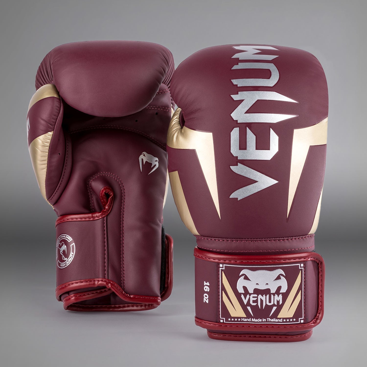 Gants de boxe Venum Elite - Rouge Bordeaux/Or