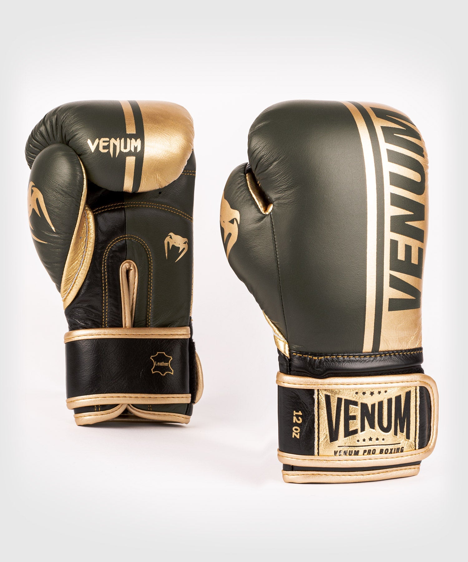 Gants de boxe pro Venum Shield - Velcro - Kaki/Or