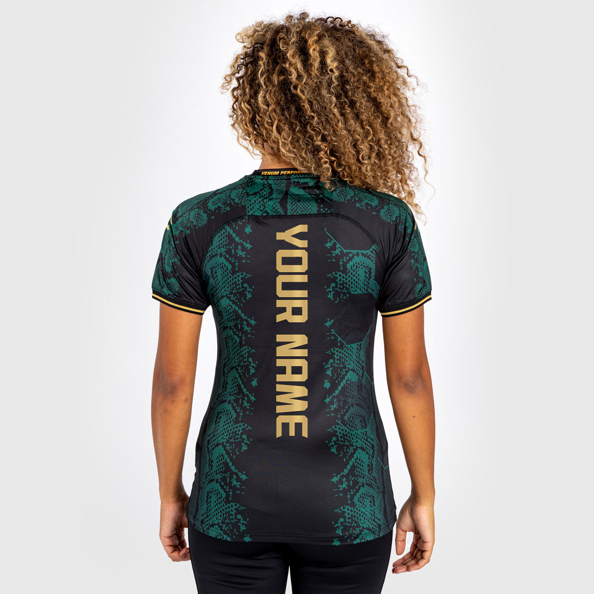 T-shirt Technique Personnalisé pour Femme UFC Adrenaline by Venum Authentic Fight Night - Emerald Edition - Vert/Noir/Or