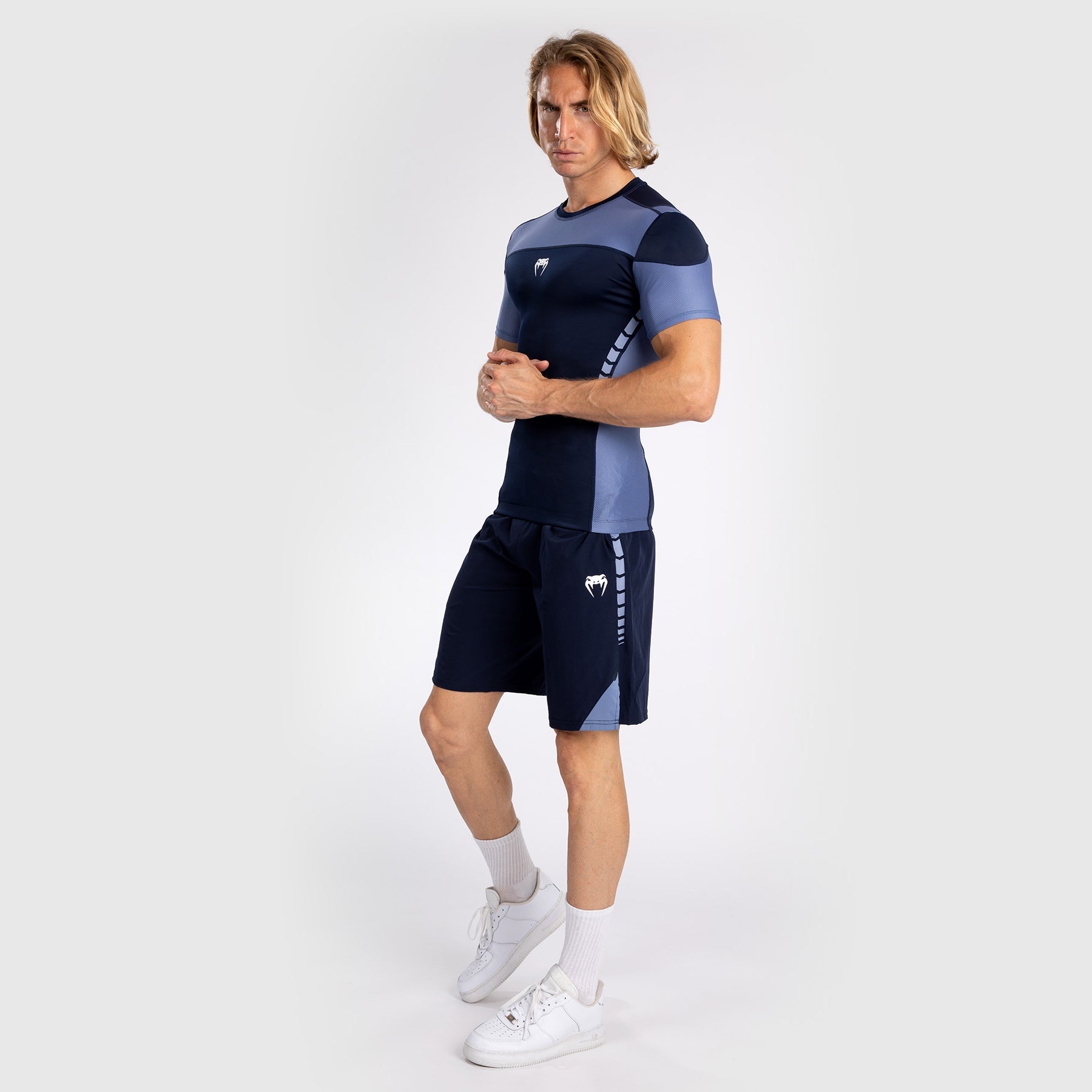 Rashguard À Manches Courtes pour Hommes Venum Tempest - Bleu Marine/Bleu