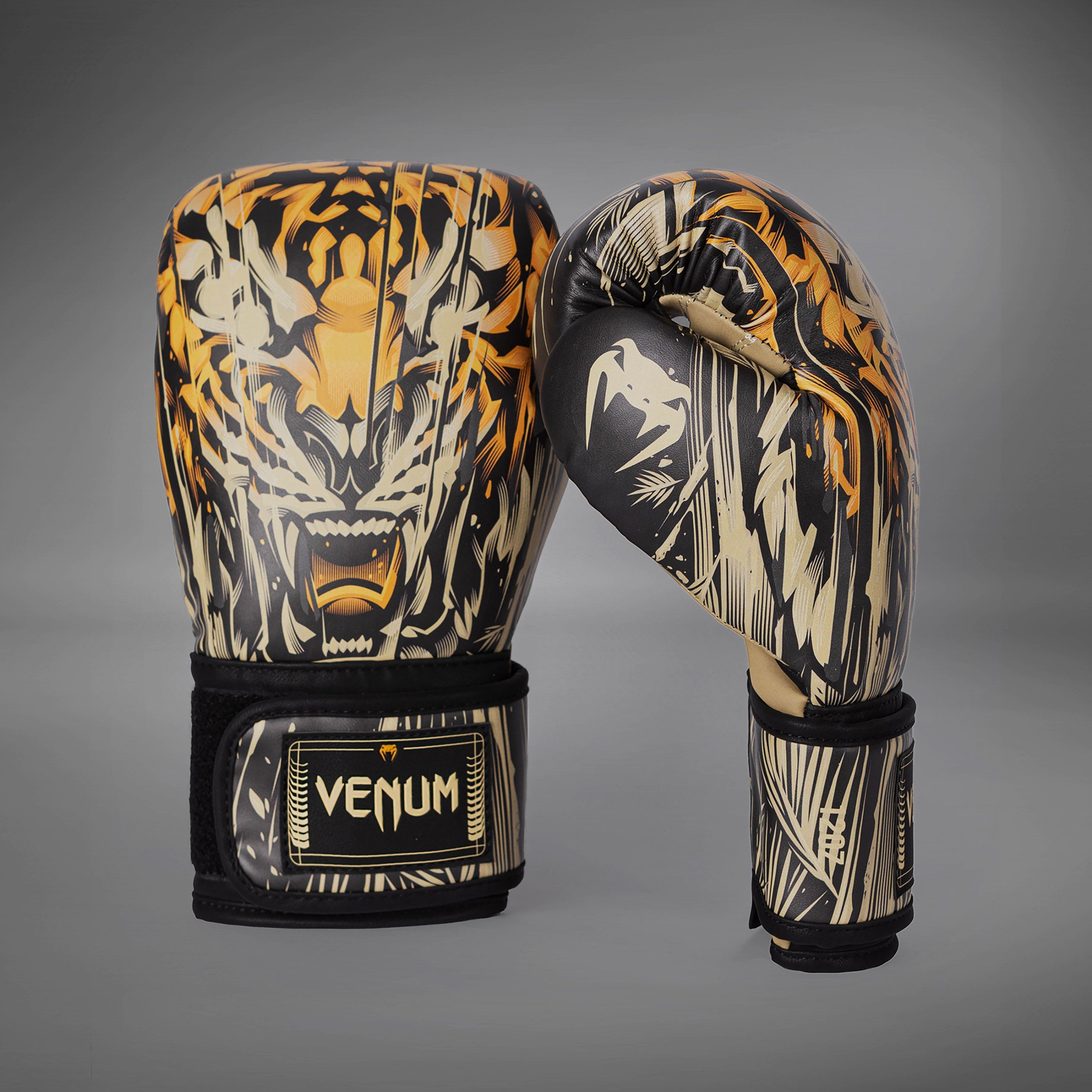 Gants de Boxe Venum Tiger pour Hommes - Noir/Orange Néon
