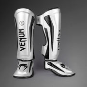 Protège-tibias Venum Elite - Argent/Noir
