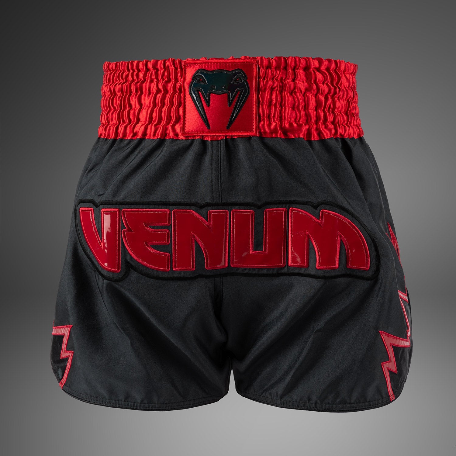 Short de Muay Thai Venum Inferno - Gris Charbon/Rouge
