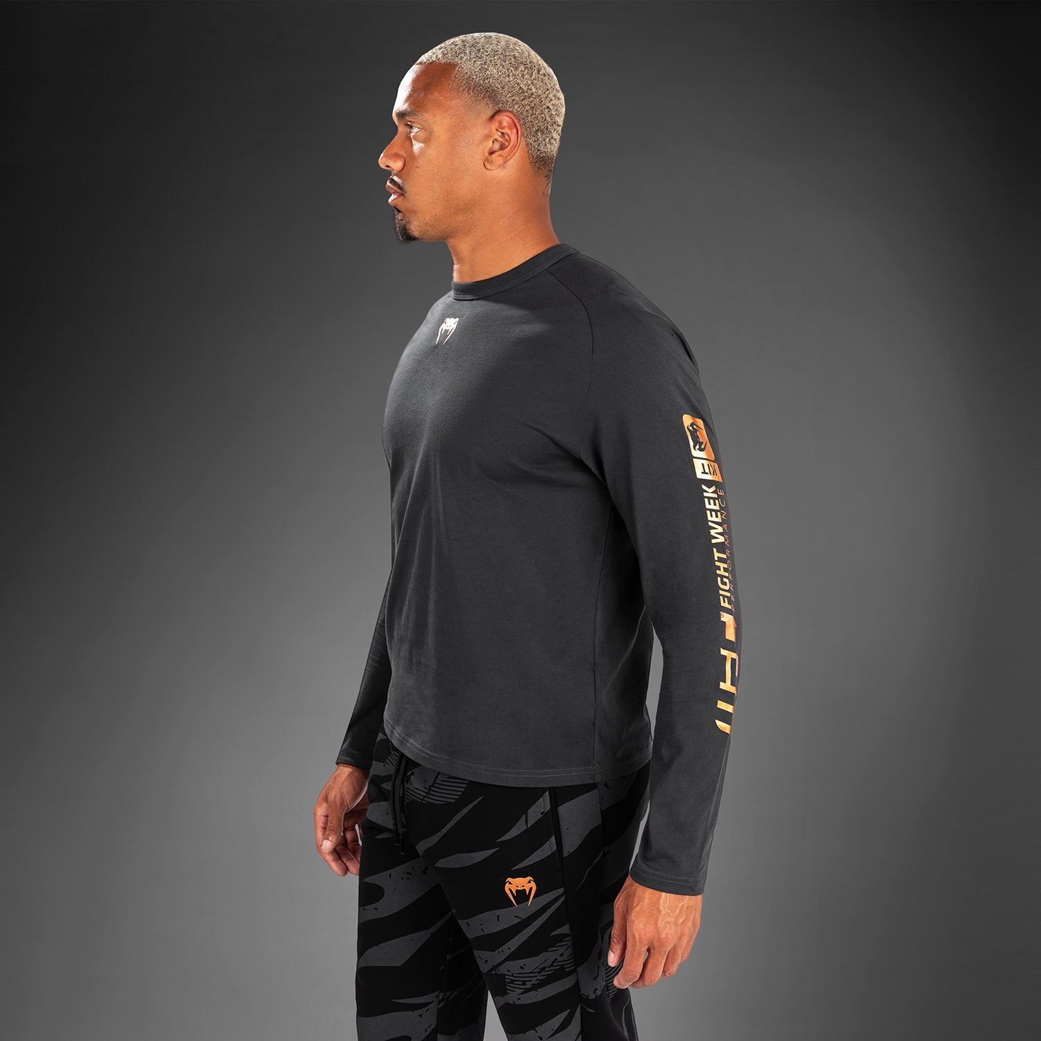 T-Shirt À Manches Longues pour Hommes UFC Adrenaline by Venum Fight Week - Gris Anthracite