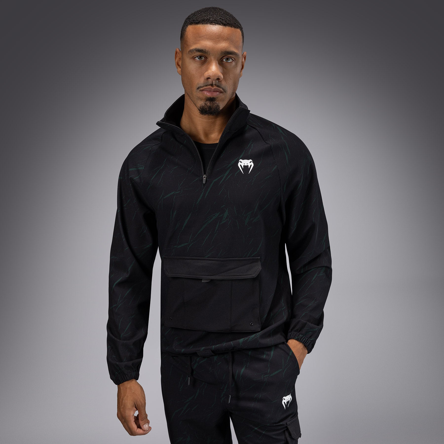 Veste de Survêtement Pour Hommes Venum Trooper - Noir/Vert Forêt