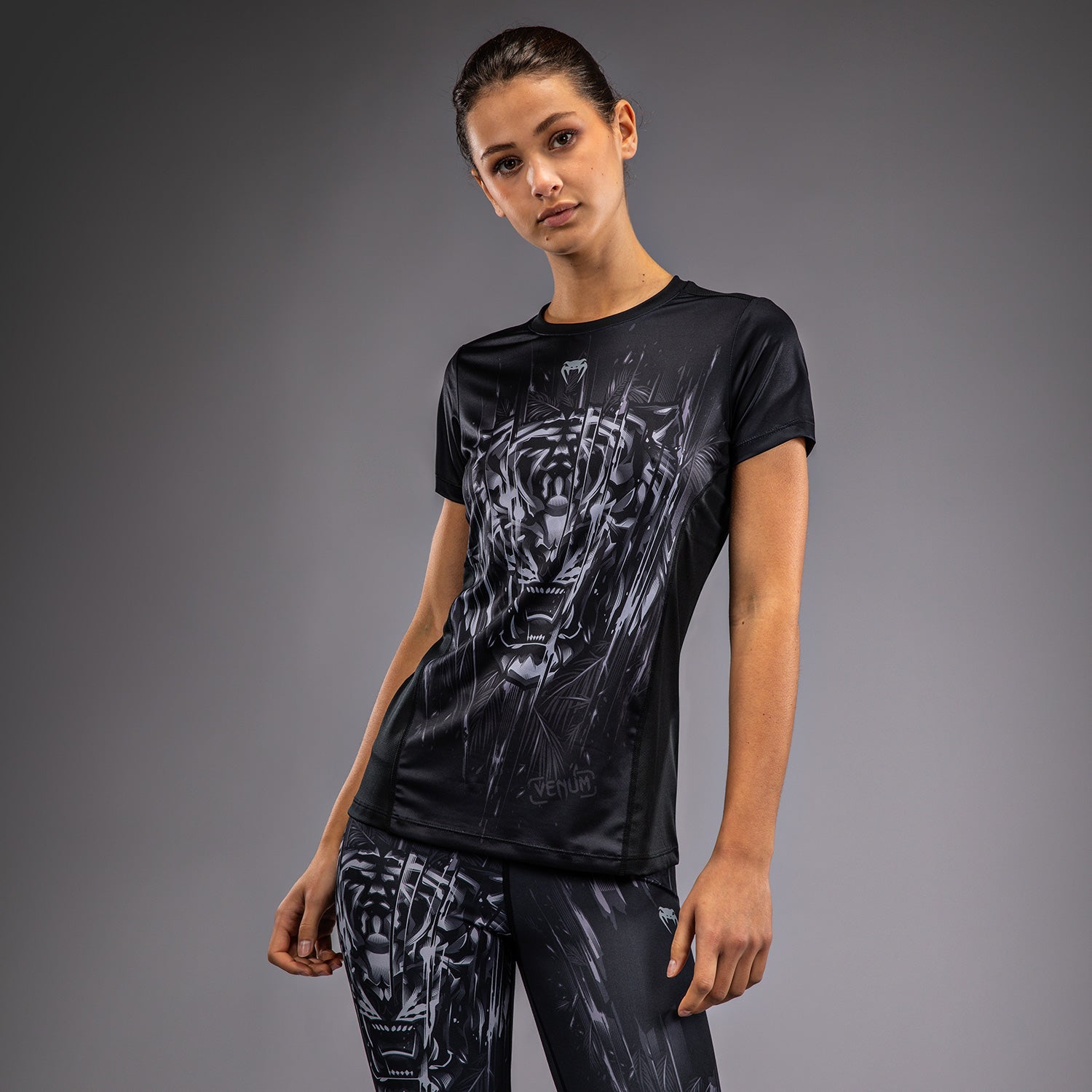 T-Shirt Dry-Tech Venum Tiger pour Femmes - Noir/Argent
