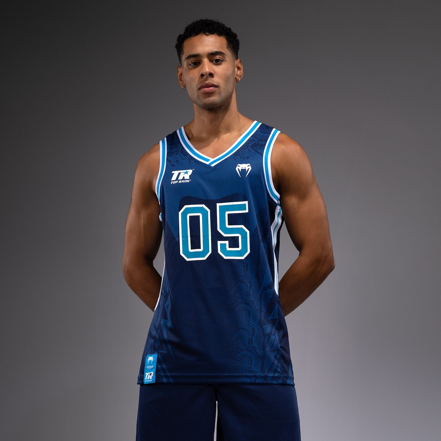 Maillot de Basket Venum x Top Rank Original pour Hommes - Bleu Marine