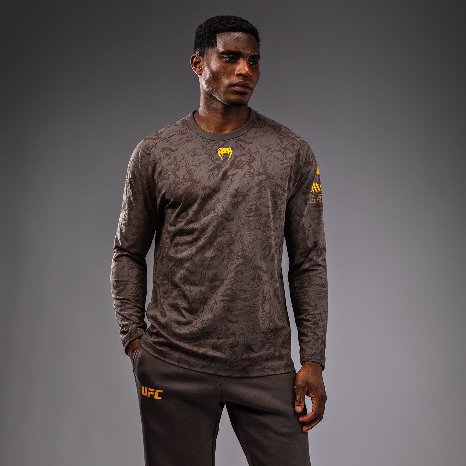 T-shirt à Manches Longues pour Hommes UFC Fusion by Venum Fight Week - Marron Terrestre