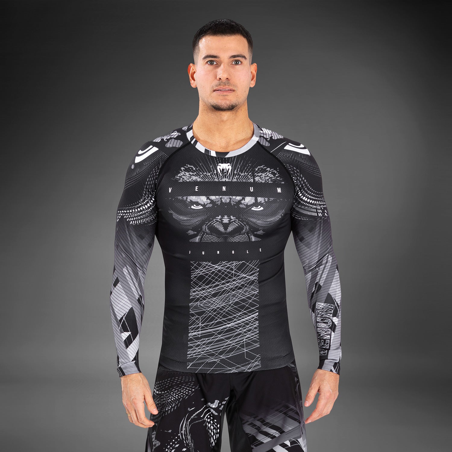 Rashguard Manches Longues Venum Gorilla Jungle - Noir/Blanc