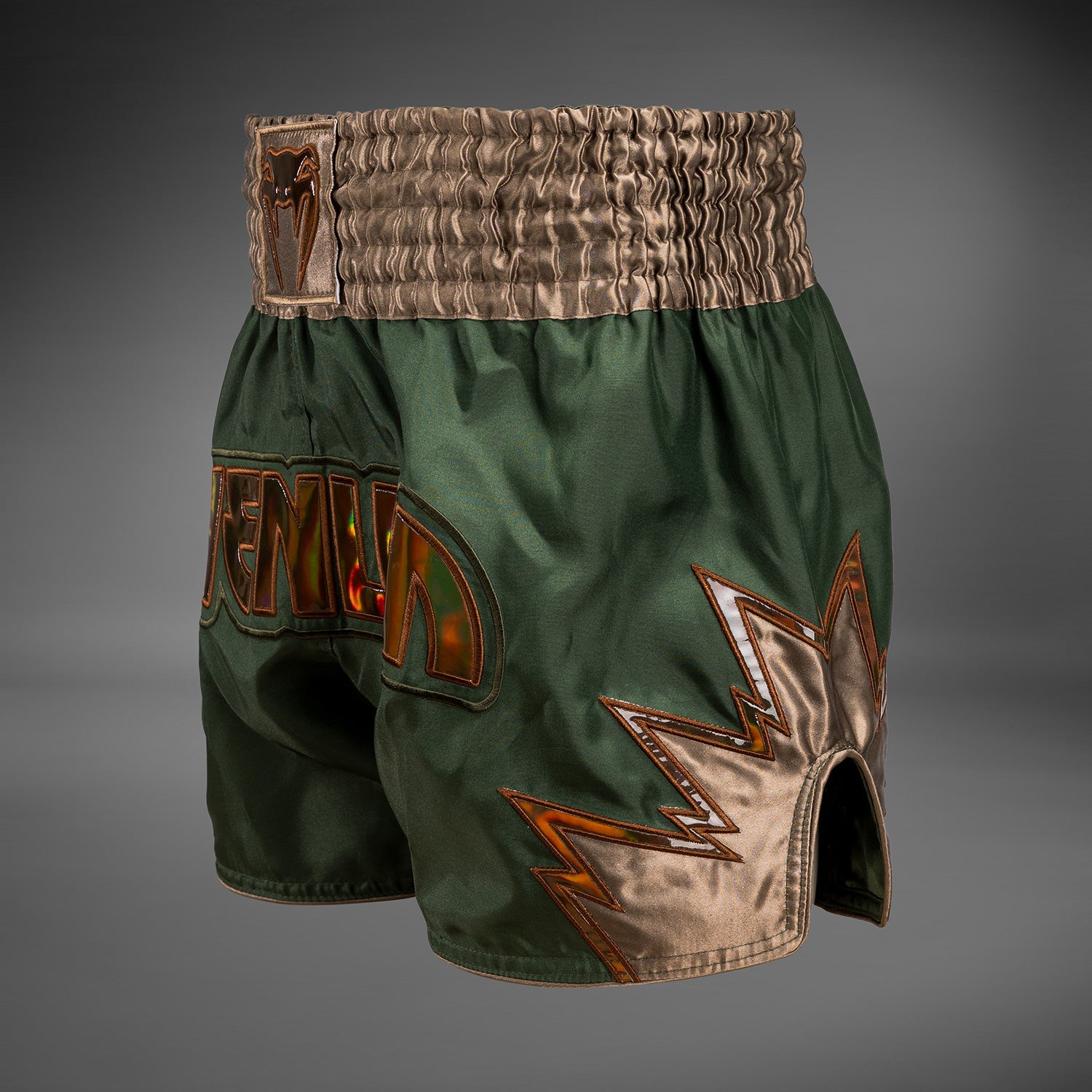 Shorts de Muay Thai Venum Inferno - Kaki/Bronze