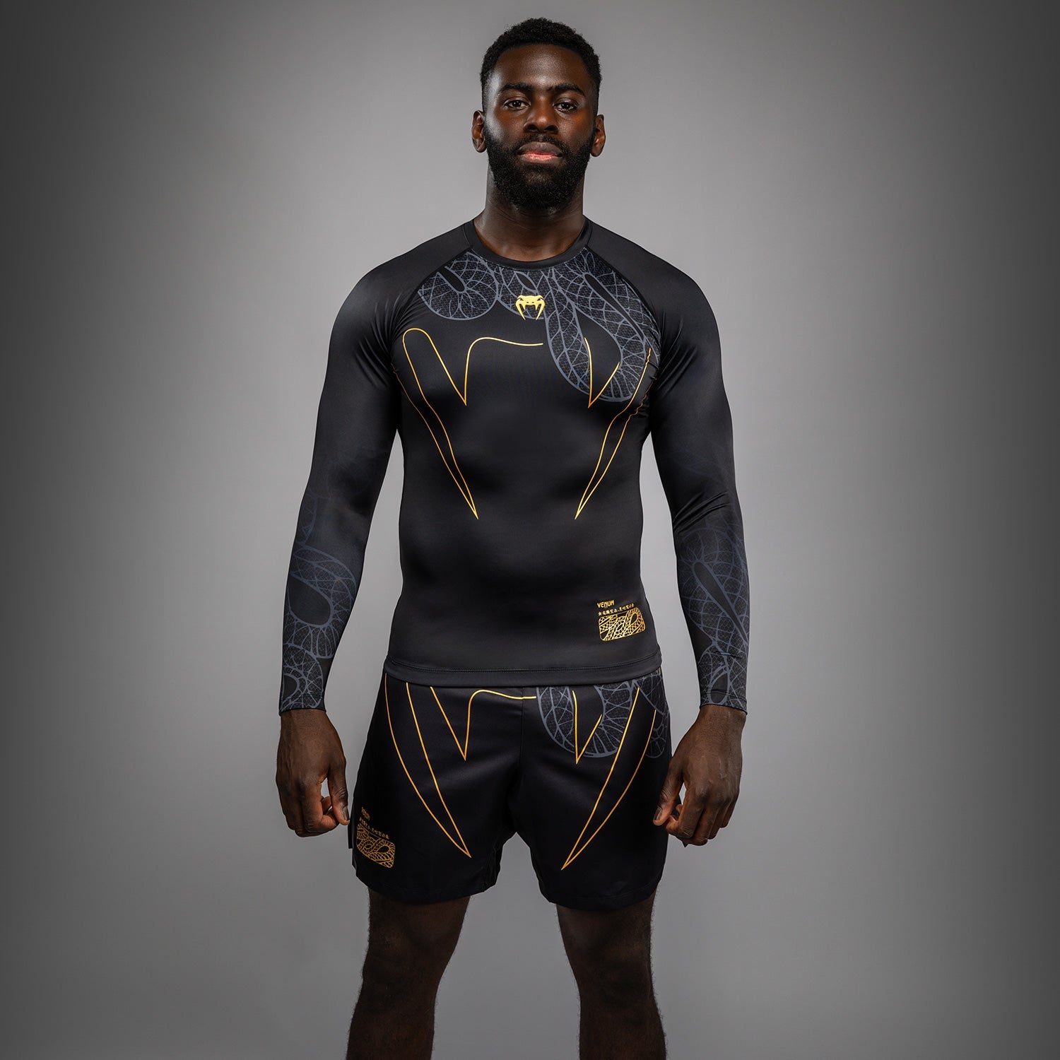 Rashguard Manches Longues Venum Serpenti – Noir/Argent/Or