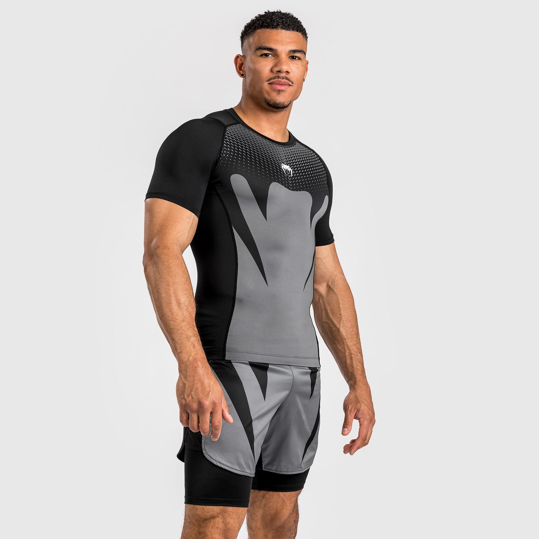 Rashguard à Manches courtes pour Hommes Venum Attack - Noir/Gris