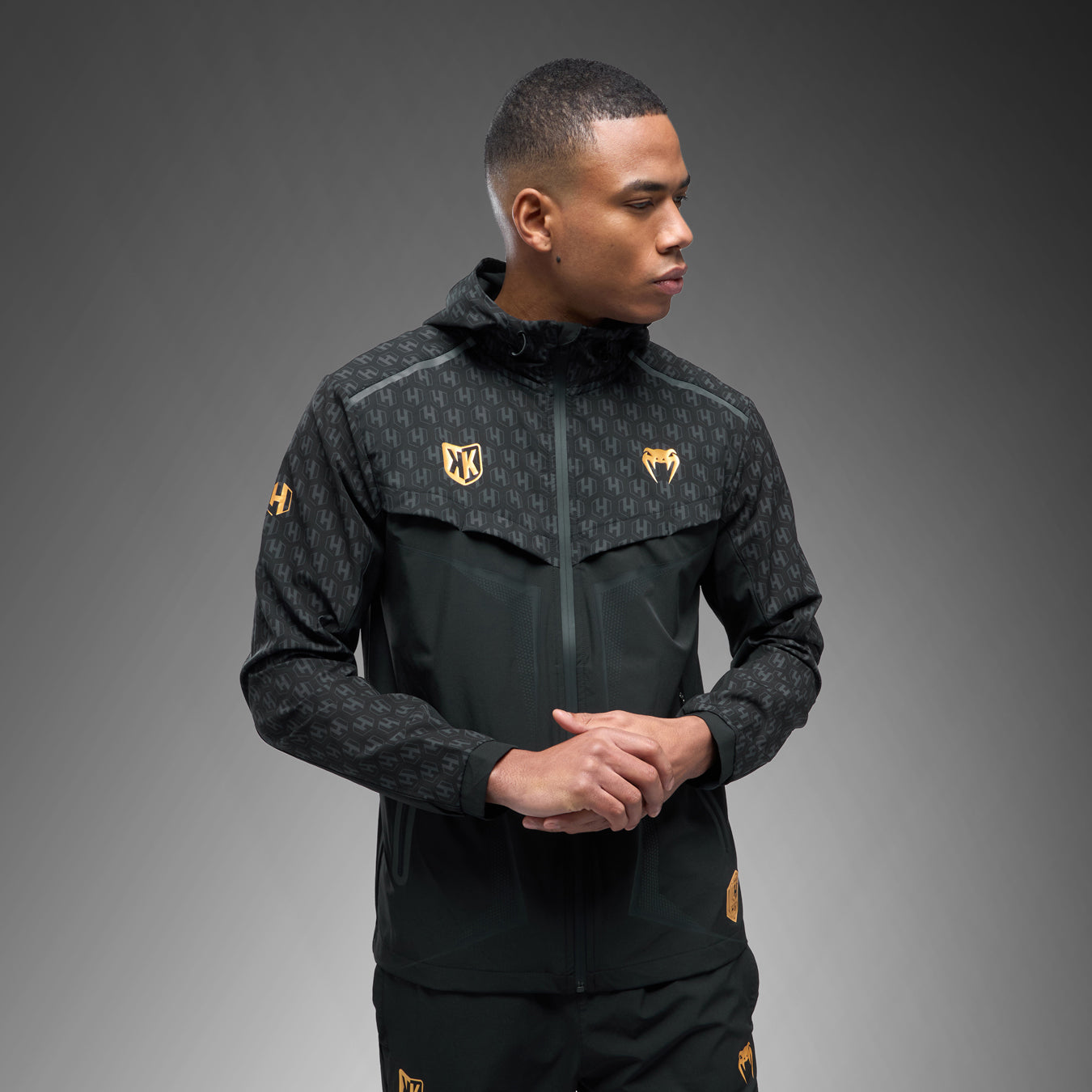 Survêtement complet (veste + pantalon) FK x Venum Hexagone MMA - Noir/Doré