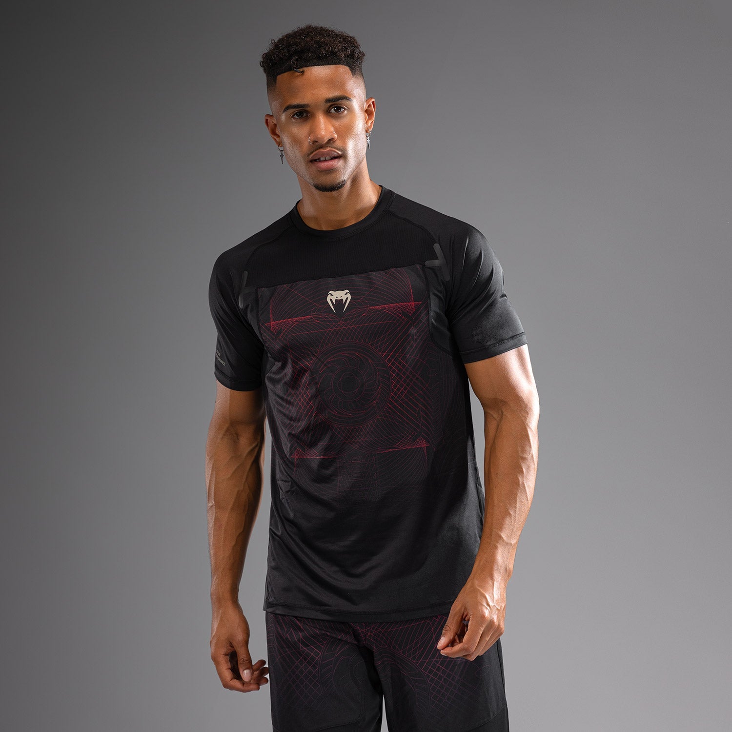 T-Shirt Dry-Tech Venum G-Fit Air - Noir Profond/Rouge Feu