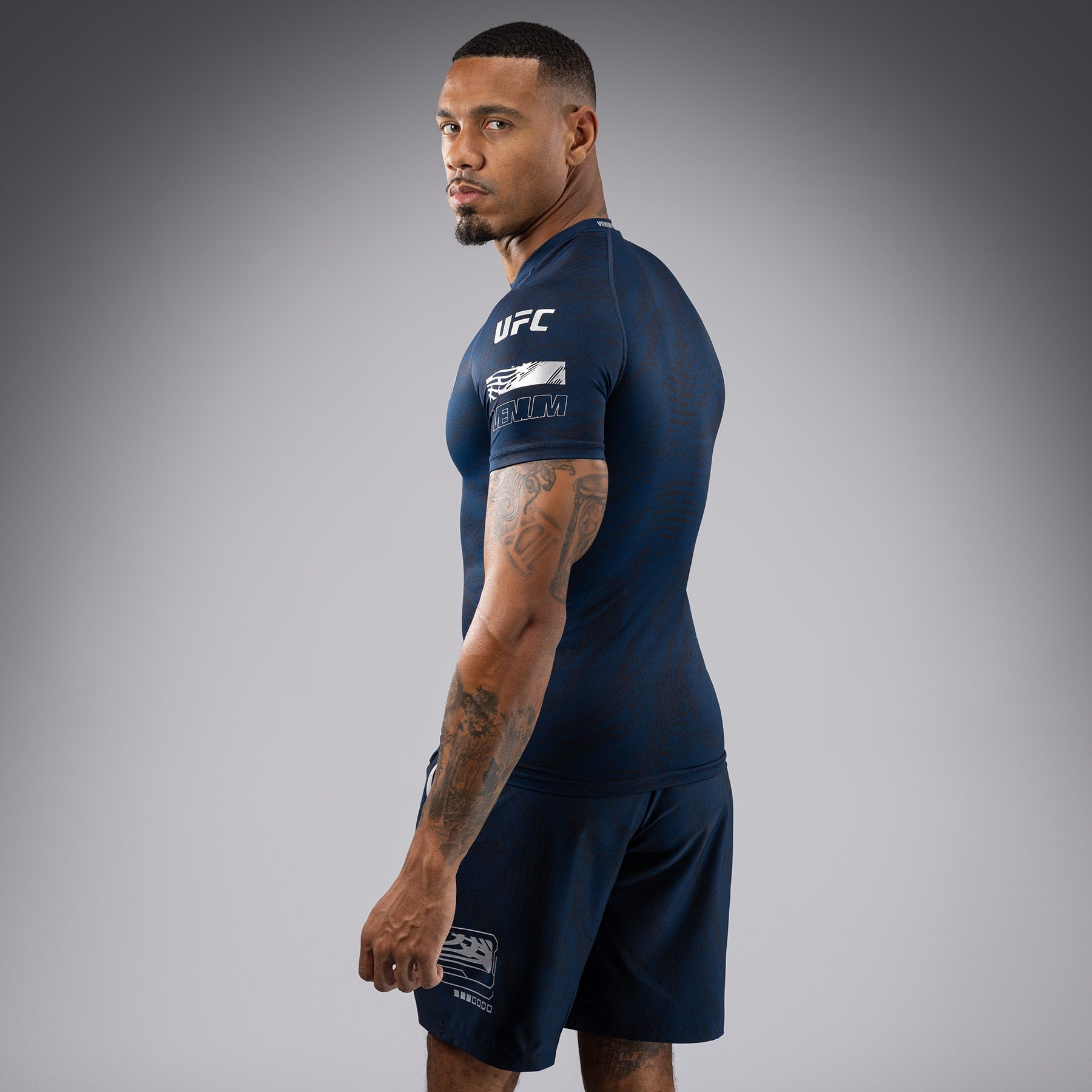 Rashguard Performance à Manches Courtes pour Hommes UFC Fusion by Venum Fight Week - Bleu Océanique