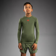 Rashguard Manches Longues pour Enfants Venum Contender - Vert militaire/Orange