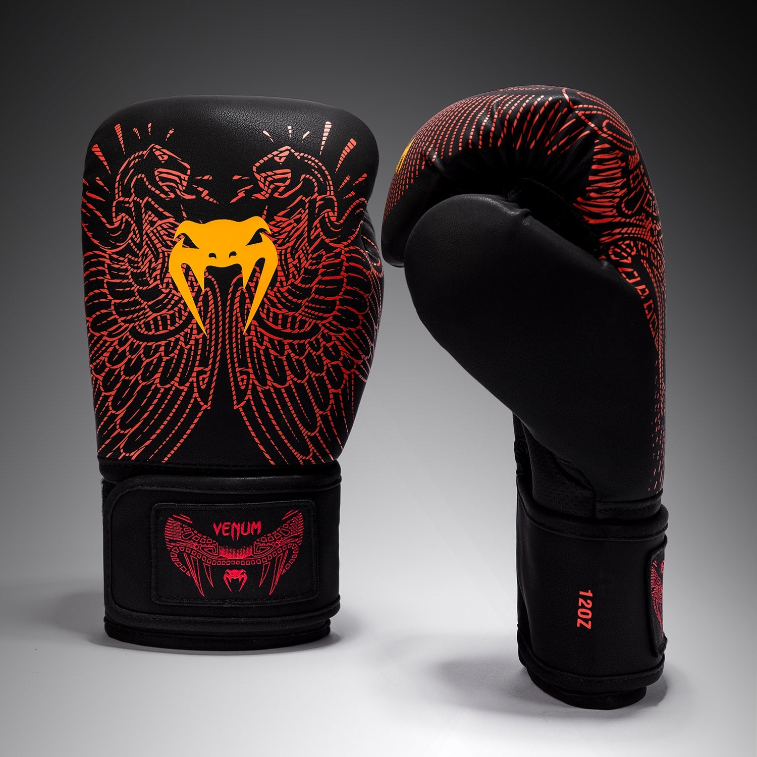 Gants de Boxe Venum Quetzal Fury - Noir/Rouge Fury/Mandarine