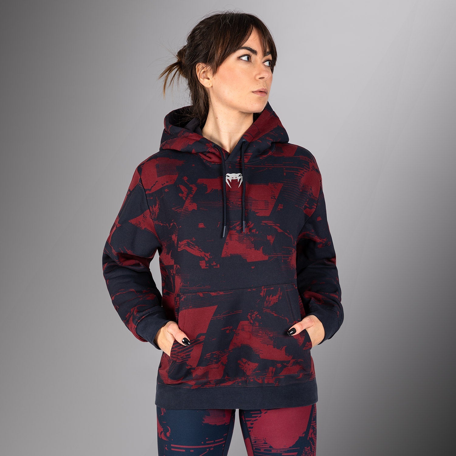 Sweat à capuche Femme UFC Zenith by Venum Authentic Fight Week - Bleu marine/Bordeaux/Argent