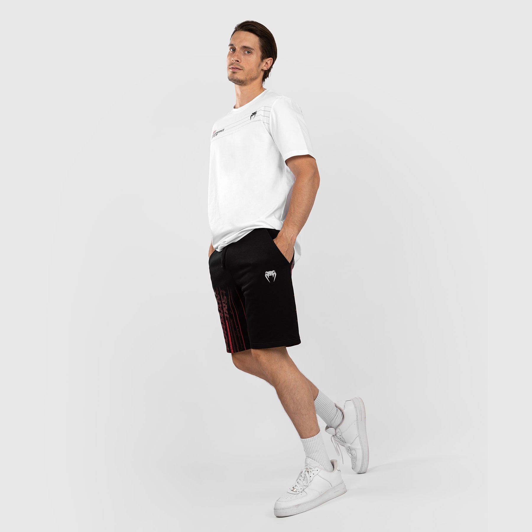 Short en Coton pour Hommes UFC Venum Performance Institute 2.0 - Noir/Rouge