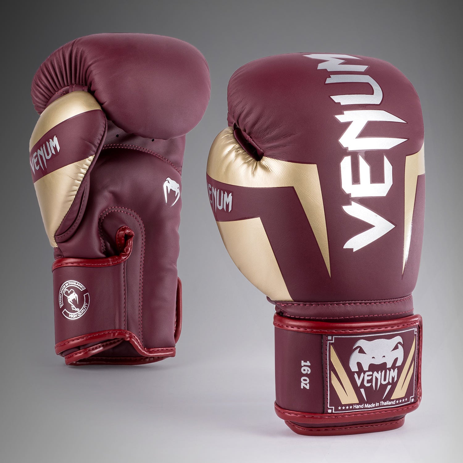 Gants de boxe Venum Elite - Rouge Bordeaux/Or