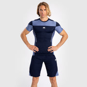 Rashguard À Manches Courtes pour Hommes Venum Tempest - Bleu Marine/Bleu