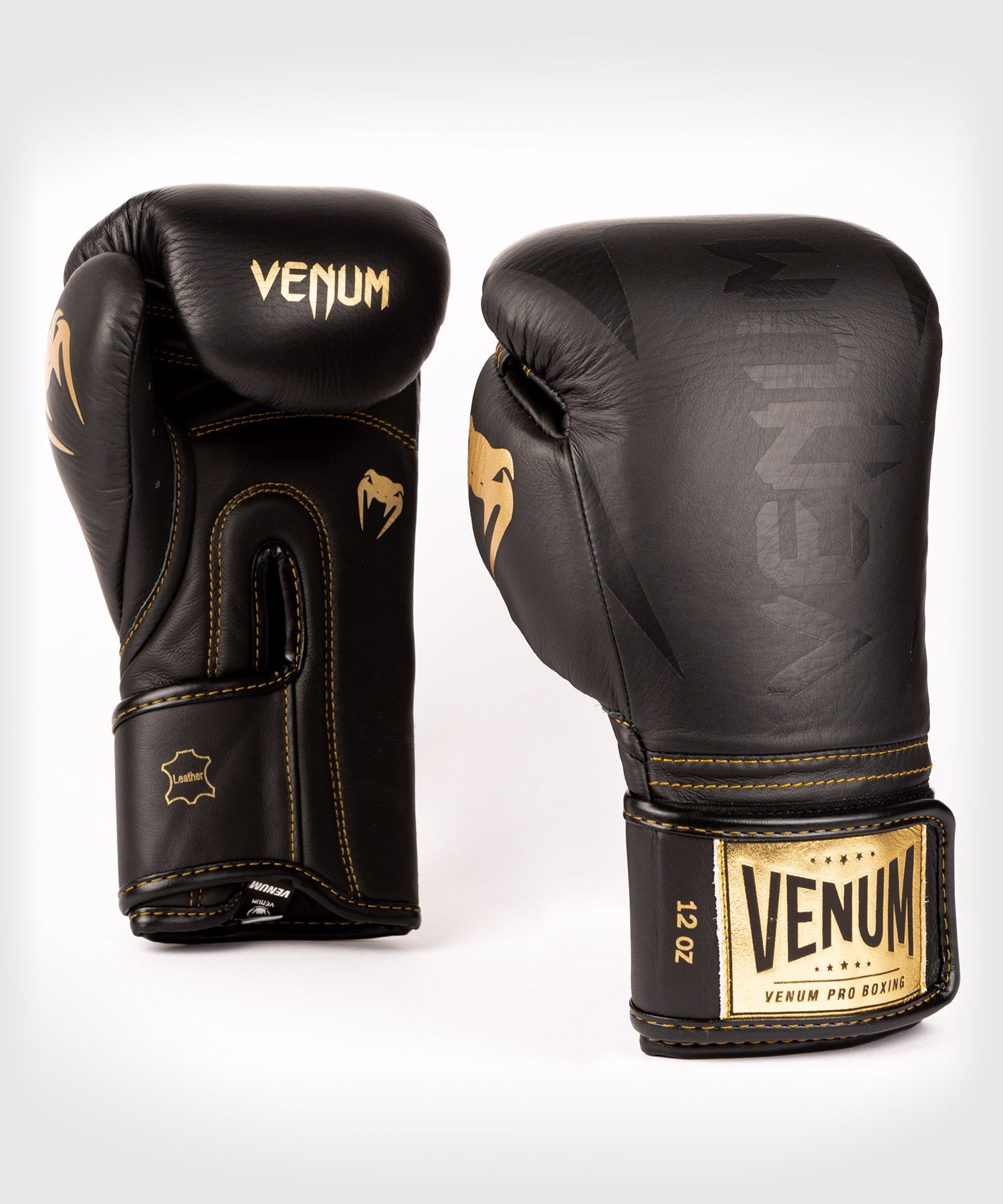 Gants de boxe pro Venum Hammer - Velcro - Noir/Noir-Or