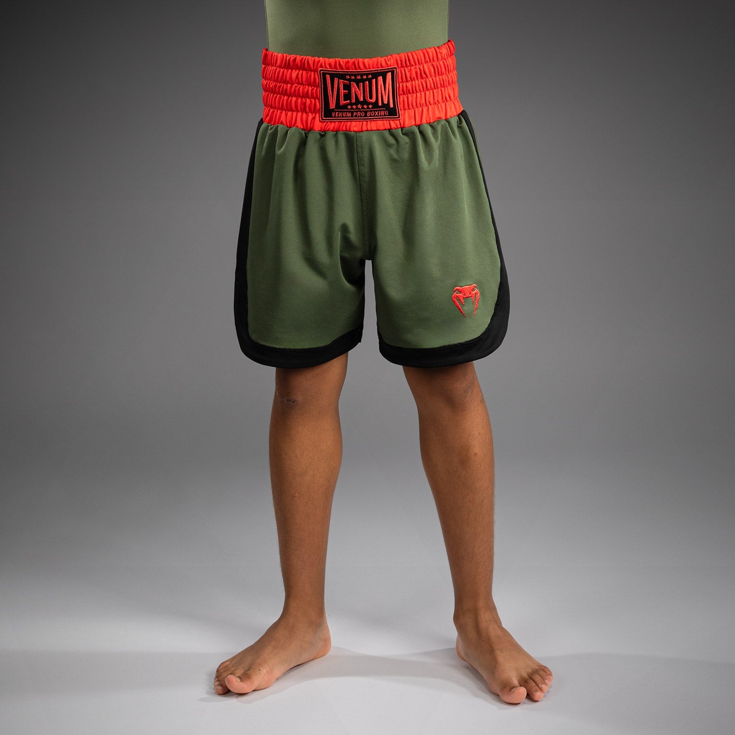 Short de Boxe pour Enfants Venum Classic - Vert militaire/Orange