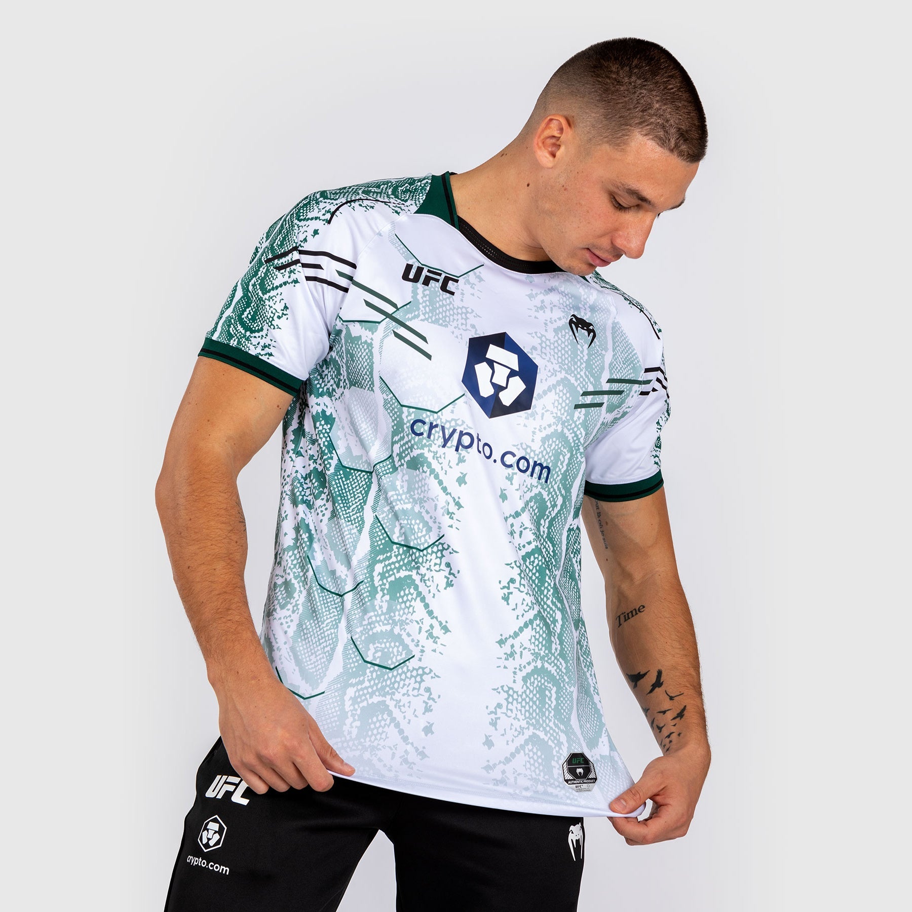 T-shirt Technique pour Hommes UFC Adrenaline by Venum Authentic Fight Night - Emerald Edition - Blanc/Vert