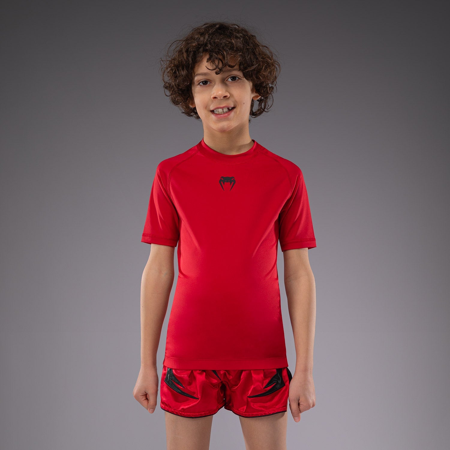 Rashguards Manches Courtes pour Enfants Venum Contender - Rouge Cerise