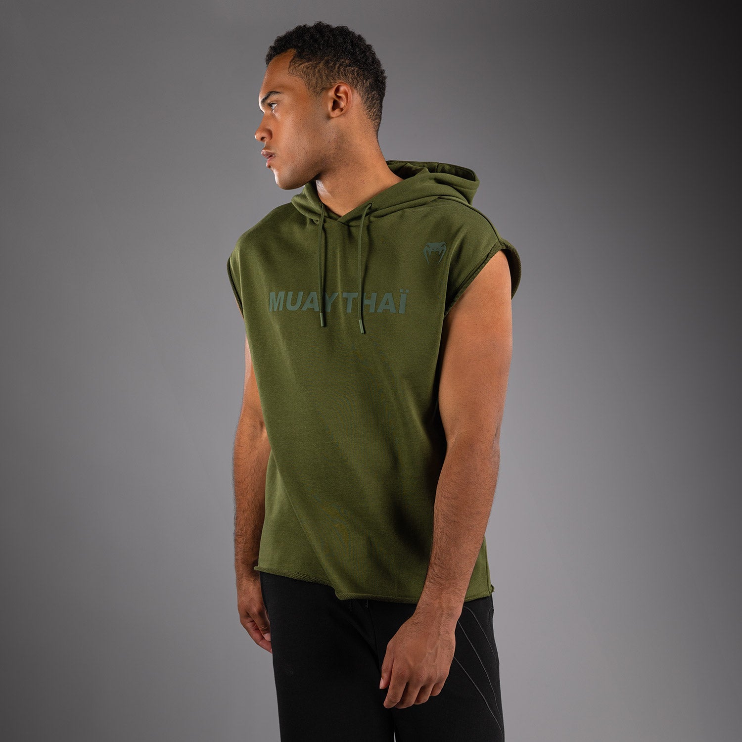 Sweat à Capuche Sans Manches Venum Muay Thai VT – Vert Militaire