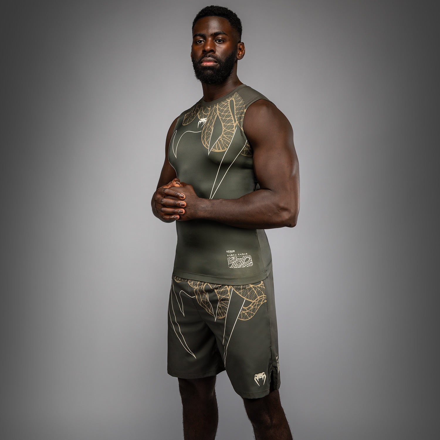 Rashguard Sans Manches Venum Serpenti – Kaki/Bronze/Ivoire